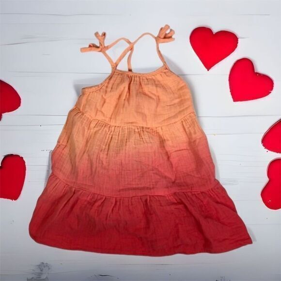 Cat & Jack Girls Sleeveless Dress Orange Pink 2T - Picture 2 of 6